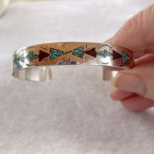 NOT FOR SALE - Turquoise & Coral Sterling Cuff